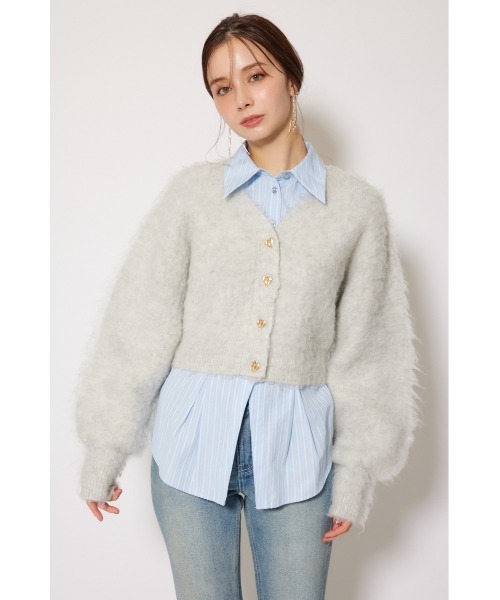 rienda（リエンダ）の「W faceシャギーニットカーディガン 秋服 冬服（カーディガン/ボレロ・レディース・ブルー/ピンク/ライトグレー・FREE）」の10枚目の写真