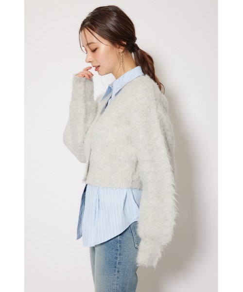 rienda（リエンダ）の「W faceシャギーニットカーディガン 秋服 冬服（カーディガン/ボレロ・レディース・ブルー/ピンク/ライトグレー・FREE）」の11枚目の写真