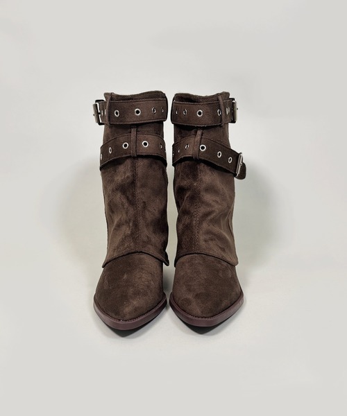 FOLLOWIN（フォロウィン）の「３color /ダブルバックルルーズスエードブーツ（ブーツ・レディース・ブラウン/ベージュ/ブラック・SMALL/MEDIUM/LARGE）」の7枚目の写真