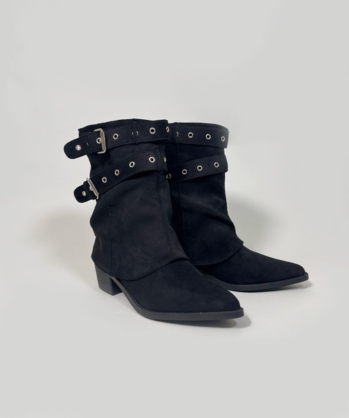 FOLLOWIN（フォロウィン）の「３color /ダブルバックルルーズスエードブーツ（ブーツ・レディース・ブラウン/ベージュ/ブラック・SMALL/MEDIUM/LARGE）」の12枚目の写真