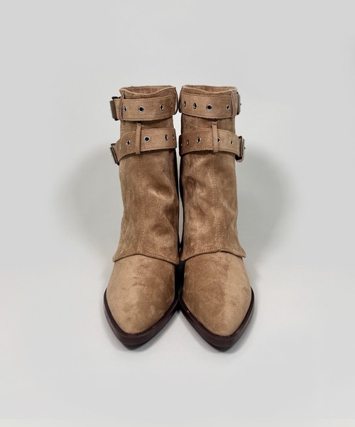 FOLLOWIN（フォロウィン）の「３color /ダブルバックルルーズスエードブーツ（ブーツ・レディース・ブラウン/ベージュ/ブラック・SMALL/MEDIUM/LARGE）」の13枚目の写真
