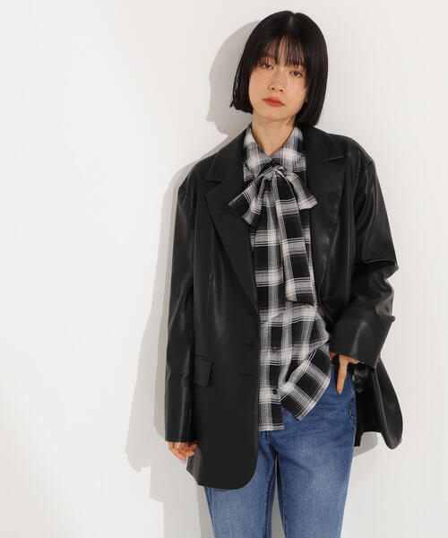 N.（N. Natural Beauty Basic）（エヌエヌナチュラルビューティーベーシック）の「チェックボウタイブラウス（シャツ/ブラウス・レディース・ブラック/ブラウン・MEDIUM）」の10枚目の写真