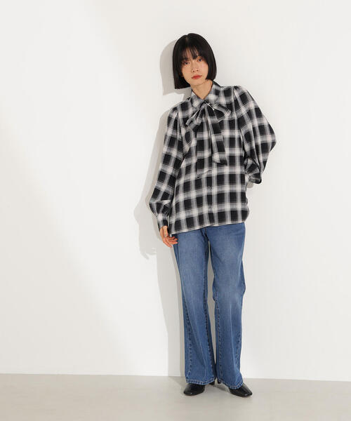 N.（N. Natural Beauty Basic）（エヌエヌナチュラルビューティーベーシック）の「チェックボウタイブラウス（シャツ/ブラウス・レディース・ブラック/ブラウン・MEDIUM）」の11枚目の写真
