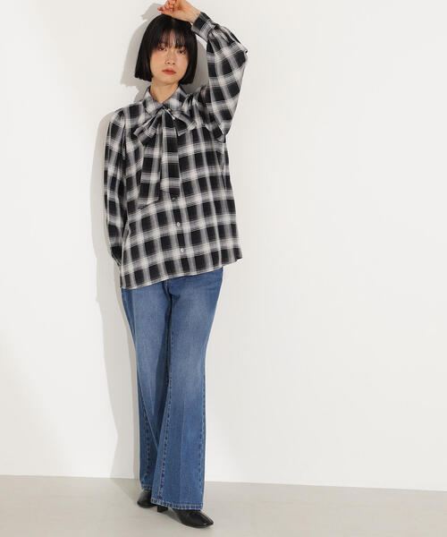 N.（N. Natural Beauty Basic）（エヌエヌナチュラルビューティーベーシック）の「チェックボウタイブラウス（シャツ/ブラウス・レディース・ブラック/ブラウン・MEDIUM）」の14枚目の写真