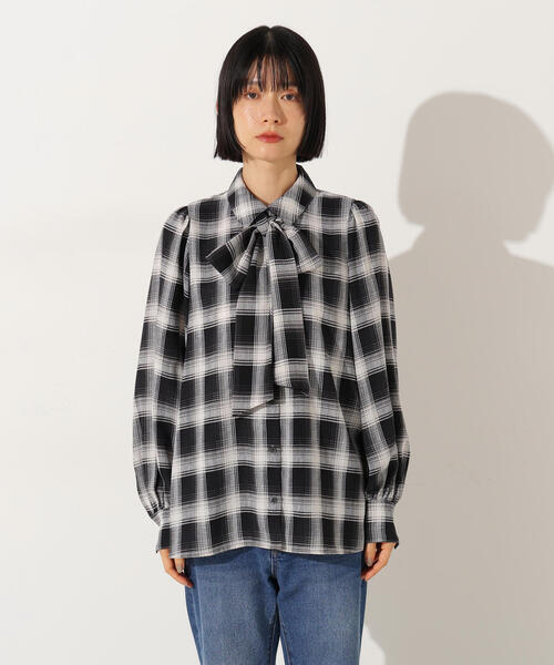 N.（N. Natural Beauty Basic）（エヌエヌナチュラルビューティーベーシック）の「チェックボウタイブラウス（シャツ/ブラウス・レディース・ブラック/ブラウン・MEDIUM）」の17枚目の写真