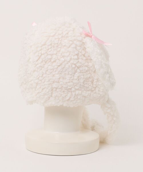 Revo.（レボ）の「アニマル 犬耳 リボン付き ボア ドッグ ニット帽 イヤーフラップ（ニットキャップ/ビーニー・レディース・ベージュ/ブラウン/アイボリー・FREE）」の4枚目の写真