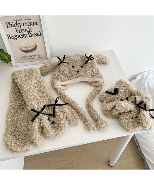 Revo.（レボ）の「アニマル 犬耳 リボン付き ボア ドッグ ニット帽 イヤーフラップ（ニットキャップ/ビーニー・レディース・ベージュ/ブラウン/アイボリー・FREE）」の19枚目の写真