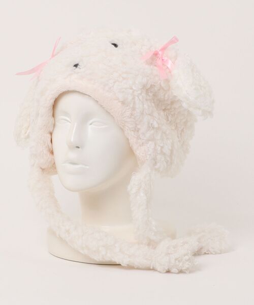 Revo.（レボ）の「アニマル 犬耳 リボン付き ボア ドッグ ニット帽 イヤーフラップ（ニットキャップ/ビーニー・レディース・ベージュ/ブラウン/アイボリー・FREE）」の20枚目の写真