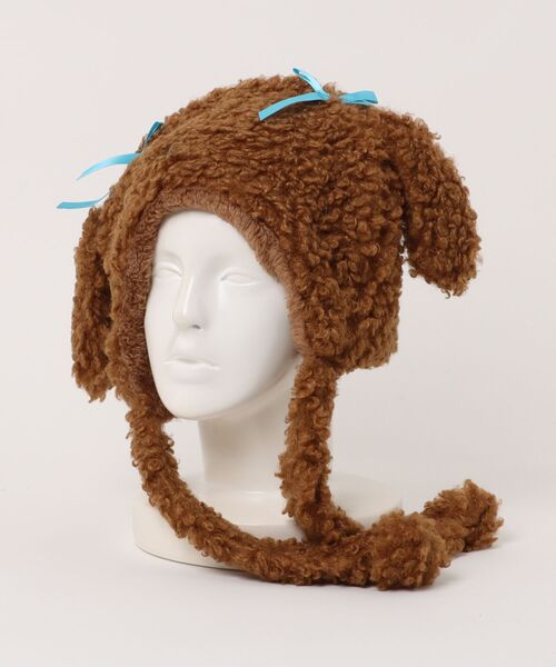 Revo.（レボ）の「アニマル 犬耳 リボン付き ボア ドッグ ニット帽 イヤーフラップ（ニットキャップ/ビーニー・レディース・ベージュ/ブラウン/アイボリー・FREE）」の21枚目の写真