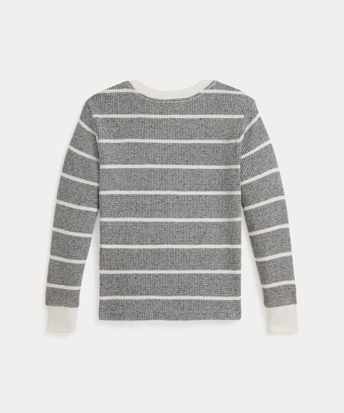 (取寄) ラルフローレン キッズ ボーイズ ストライプド ワッフル コットン ロング スリーブ ティー (インファント) Polo Ralph Lauren Kids boys Striped Waffle Cotton Long Sleeve Tee (Infant) Trophy Cream/Rl Navy セール】ストライプド ワッフル コットン ロングスリーブ Tシャツ（T