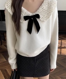 gossip！ロサンゼルス（ゴシップロサンゼルス）の「Y2K ドールカラーリボンルックニットセーター（ニット/セーター・レディース）」