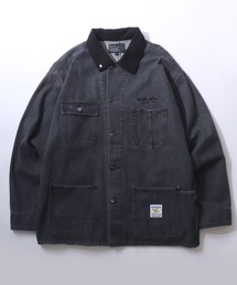 Mark Gonzales(マーク・ゴンザレス)のMARK GONZALES ARTWORK COLLECTION/マークゴンザレス 別注  オーバーサイズ ワンポイント刺繍 衿コーデュロイ デニムカバーオール デニムジャケット ブルゾン(カバーオール)