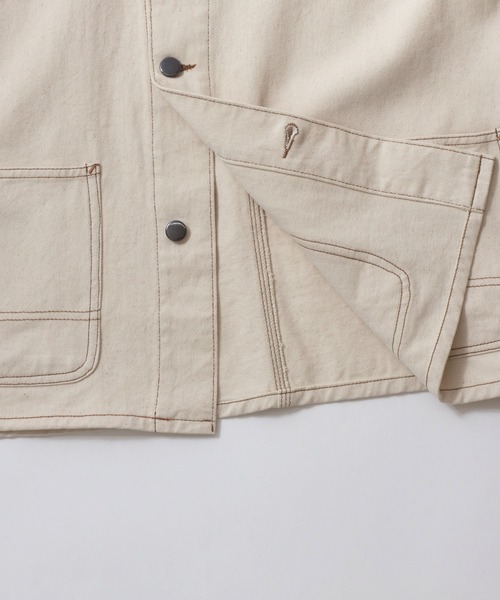 Mark Gonzales(マーク・ゴンザレス)の「MARK GONZALES ARTWORK COLLECTION/マークゴンザレス 別注 オーバーサイズ ワンポイント刺繍 衿コーデュロイ デニムカバーオール デニムジャケット ブルゾン(カバーオール・メンズ・ブラック/アイボリー/ブルー・XL/L/M)」の17枚目の写真