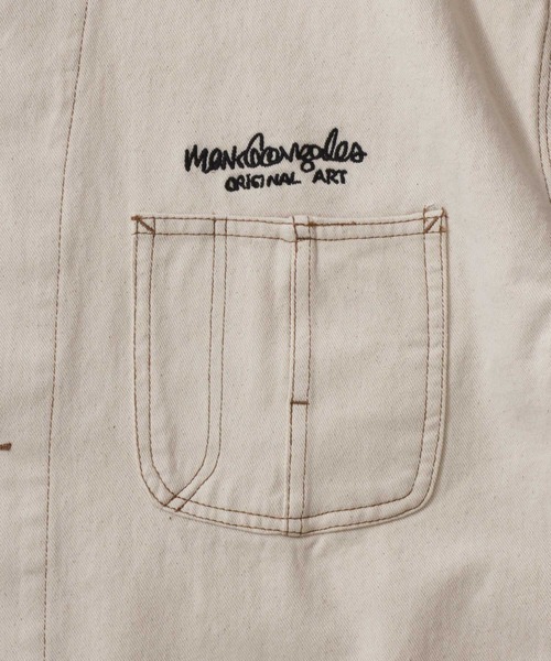 Mark Gonzales(マーク・ゴンザレス)の「MARK GONZALES ARTWORK COLLECTION/マークゴンザレス 別注 オーバーサイズ ワンポイント刺繍 衿コーデュロイ デニムカバーオール デニムジャケット ブルゾン(カバーオール・メンズ・ブラック/アイボリー/ブルー・XL/L/M)」の11枚目の写真