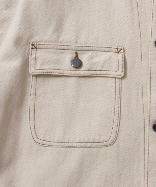 Mark Gonzales(マーク・ゴンザレス)の「MARK GONZALES ARTWORK COLLECTION/マークゴンザレス 別注 オーバーサイズ ワンポイント刺繍 衿コーデュロイ デニムカバーオール デニムジャケット ブルゾン(カバーオール・メンズ・ブラック/アイボリー/ブルー・XL/L/M)」の10枚目の写真