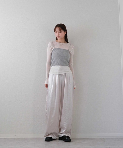 Reurie'(レウリィ)の「バックスリットセミシアートップ / 長袖 クルーネック シンプル ベーシック レイヤード カジュアル モード ブルー ホワイト(Tシャツ/カットソー・レディース・ブルー/アイボリー・FREE)」の15枚目の写真