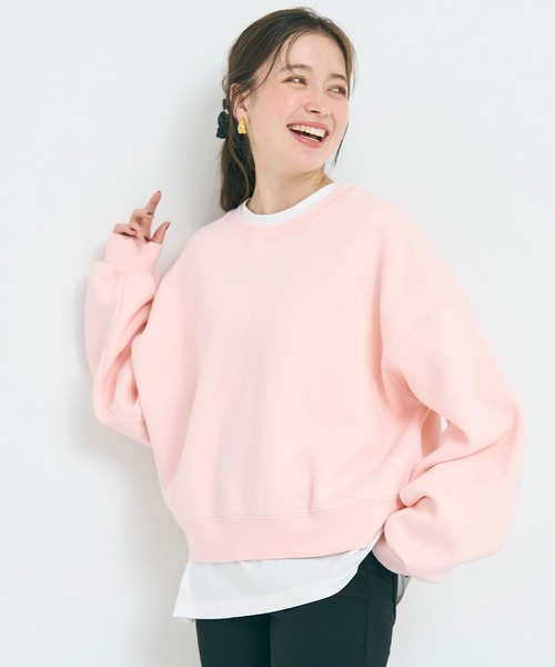 coca（coca）（コカ）の「ヘビーウェイト裏起毛ビンテージ加工無地スウェット（スウェット・レディース・ブラック/ライトベージュ/ライトピンク/ライトグレー・L/M/S/XL）」の4枚目の写真