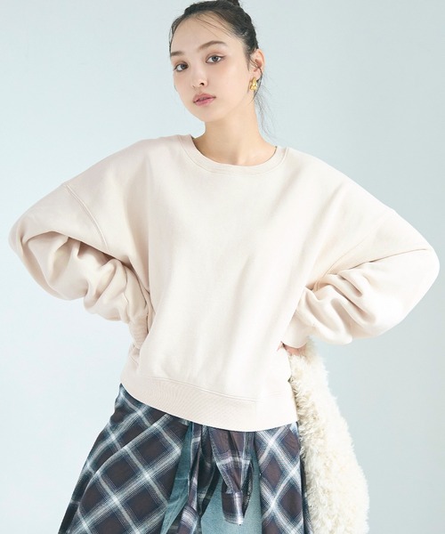 coca（coca）（コカ）の「ヘビーウェイト裏起毛ビンテージ加工無地スウェット（スウェット・レディース・ブラック/ライトベージュ/ライトピンク/ライトグレー・L/M/S/XL）」の3枚目の写真