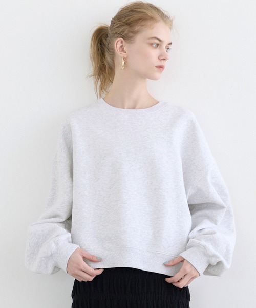 coca（coca）（コカ）の「ヘビーウェイト裏起毛ビンテージ加工無地スウェット（スウェット・レディース・ブラック/ライトベージュ/ライトピンク/ライトグレー・L/M/S/XL）」の2枚目の写真