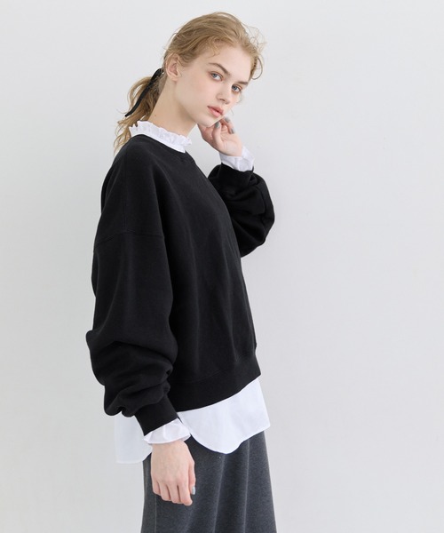 coca（coca）（コカ）の「ヘビーウェイト裏起毛ビンテージ加工無地スウェット（スウェット・レディース・ブラック/ライトベージュ/ライトピンク/ライトグレー・L/M/S/XL）」の19枚目の写真