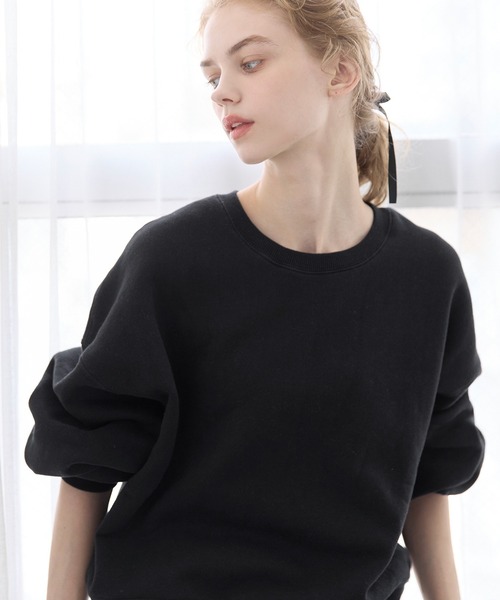 coca（coca）（コカ）の「ヘビーウェイト裏起毛ビンテージ加工無地スウェット（スウェット・レディース・ブラック/ライトベージュ/ライトピンク/ライトグレー・L/M/S/XL）」の21枚目の写真