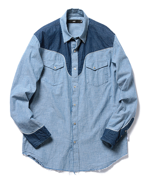 BEAMS(ビームス)の「◇VAPORIZE / シャンブレー ウエスタンシャツ(シャツ/ブラウス・メンズ・ブラック/ライトブルー・MEDIUM/SMALL/LARGE)」の2枚目の写真