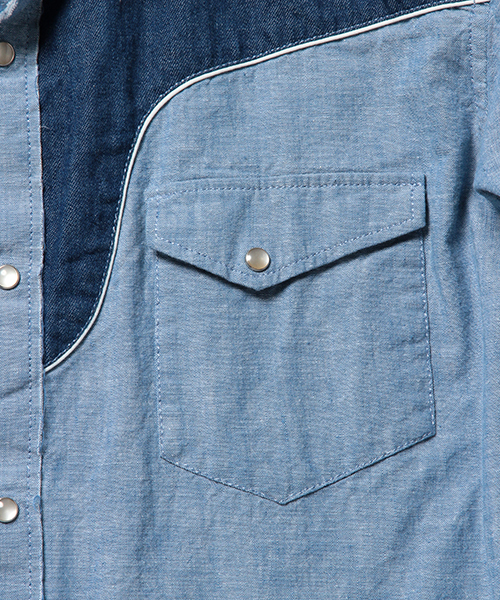 BEAMS(ビームス)の「◇VAPORIZE / シャンブレー ウエスタンシャツ(シャツ/ブラウス・メンズ・ブラック/ライトブルー・MEDIUM/SMALL/LARGE)」の6枚目の写真