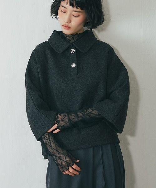 セール】シルバーボタンポンチョ風シャツ（Tシャツ/カットソー