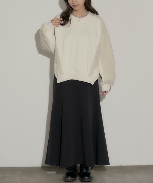 H.TOKYO（エイチトウキョウ）の「キルティング切り替えクルースウェット（スウェット・メンズ・ブラック/オフホワイト・FREE）」の12枚目の写真