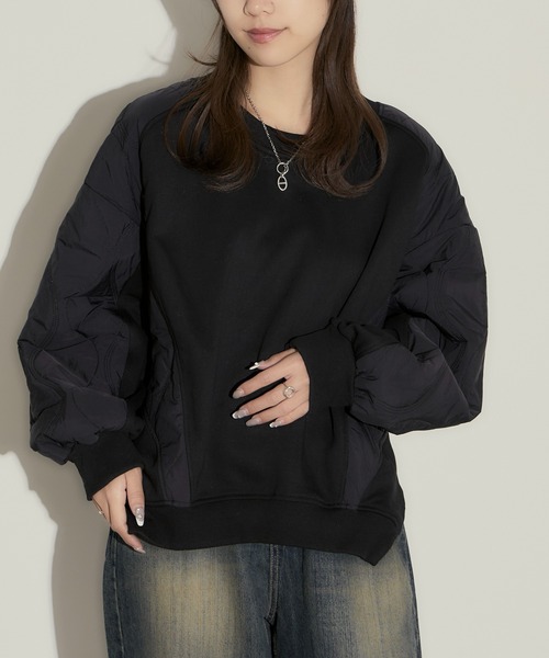 H.TOKYO（エイチトウキョウ）の「キルティング切り替えクルースウェット（スウェット・メンズ・ブラック/オフホワイト・FREE）」の20枚目の写真