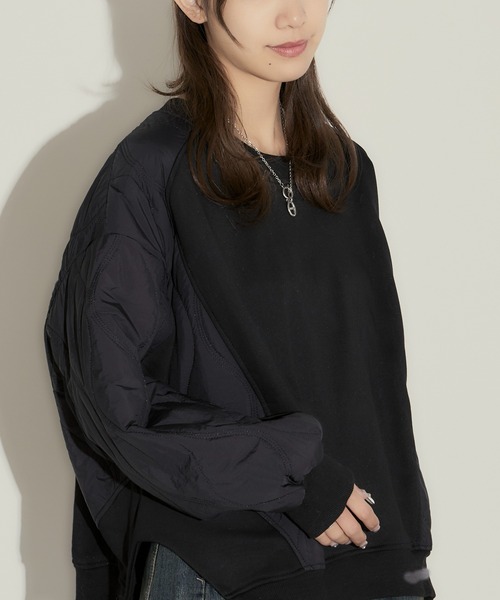 H.TOKYO（エイチトウキョウ）の「キルティング切り替えクルースウェット（スウェット・メンズ・ブラック/オフホワイト・FREE）」の21枚目の写真