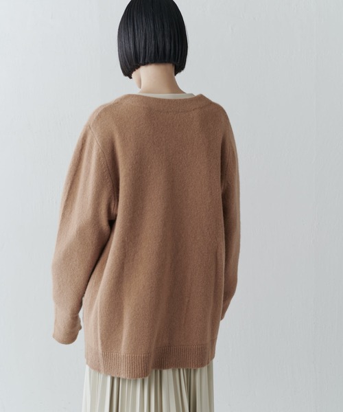 Lui's(ルイス)の「ノーカラーヤクニットダブルジャケット(ニット/セーター・レディース・オフホワイト/ブラック/キャメル・FREE)」の12枚目の写真
