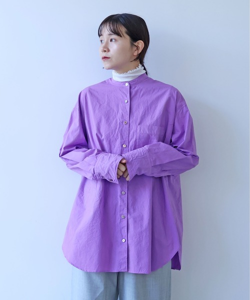 yuni（ユニ　）の「コットンキャッチワッシャーmoe sleeves back ribon　ブラウス（シャツ/ブラウス・レディース・イエロー/ブルー/ブラック/パープル/グリーン/ホワイト・FREE）」の6枚目の写真