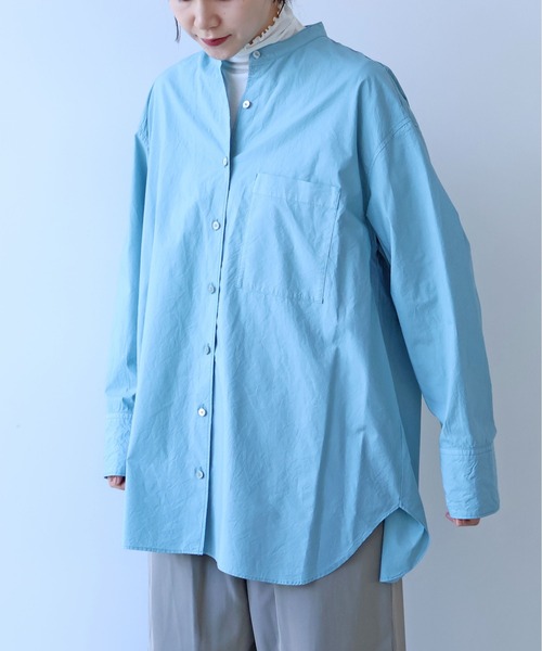 yuni（ユニ　）の「コットンキャッチワッシャーmoe sleeves back ribon　ブラウス（シャツ/ブラウス・レディース・イエロー/ブルー/ブラック/パープル/グリーン/ホワイト・FREE）」の5枚目の写真