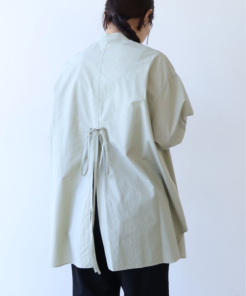 yuni（ユニ　）の「コットンキャッチワッシャーmoe sleeves back ribon　ブラウス（シャツ/ブラウス・レディース・イエロー/ブルー/ブラック/パープル/グリーン/ホワイト・FREE）」の4枚目の写真