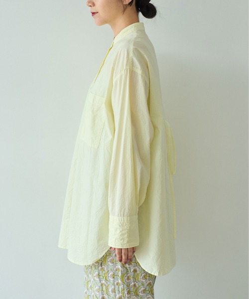 yuni（ユニ　）の「コットンキャッチワッシャーmoe sleeves back ribon　ブラウス（シャツ/ブラウス・レディース・イエロー/ブルー/ブラック/パープル/グリーン/ホワイト・FREE）」の12枚目の写真