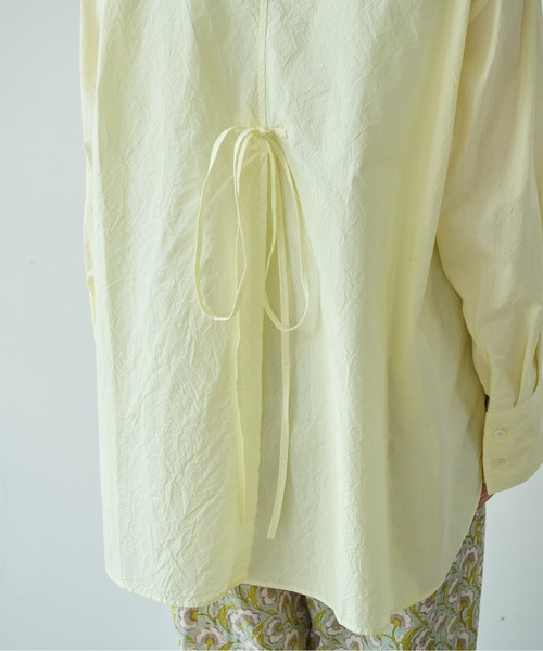 yuni（ユニ　）の「コットンキャッチワッシャーmoe sleeves back ribon　ブラウス（シャツ/ブラウス・レディース・イエロー/ブルー/ブラック/パープル/グリーン/ホワイト・FREE）」の14枚目の写真