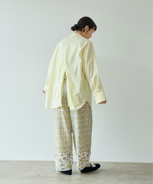 yuni（ユニ　）の「コットンキャッチワッシャーmoe sleeves back ribon　ブラウス（シャツ/ブラウス・レディース・イエロー/ブルー/ブラック/パープル/グリーン/ホワイト・FREE）」の9枚目の写真