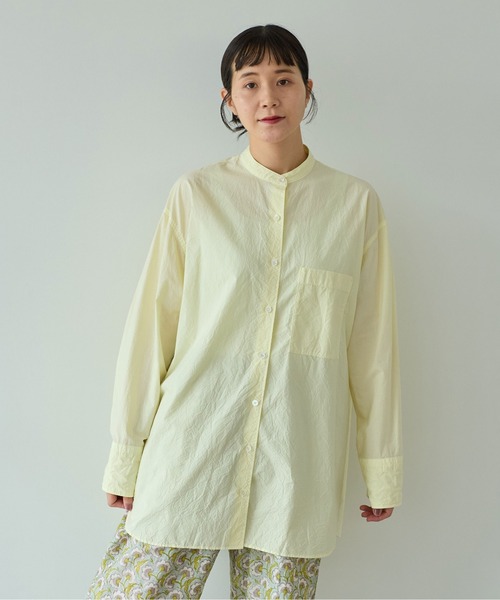 yuni（ユニ　）の「コットンキャッチワッシャーmoe sleeves back ribon　ブラウス（シャツ/ブラウス・レディース・イエロー/ブルー/ブラック/パープル/グリーン/ホワイト・FREE）」の7枚目の写真