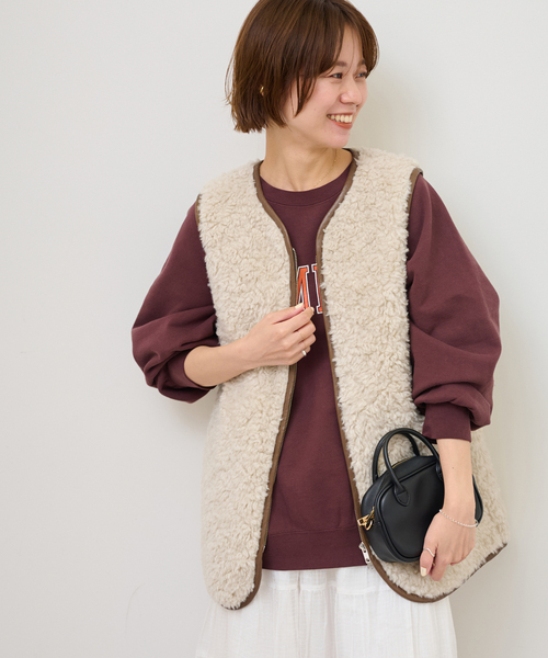 追加2》［25AW新作］シープフェイクファージップベスト（ブルゾン