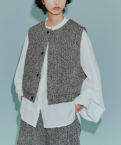 CAST:(キャストコロン)の「【CAST COLON】ツィードベスト(ベスト・レディース・ブラック・S/M)」の1枚目の写真