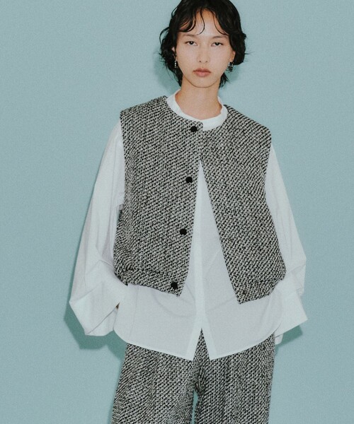 CAST:(キャストコロン)の「【CAST COLON】ツィードベスト(ベスト・レディース・ブラック・S/M)」の2枚目の写真