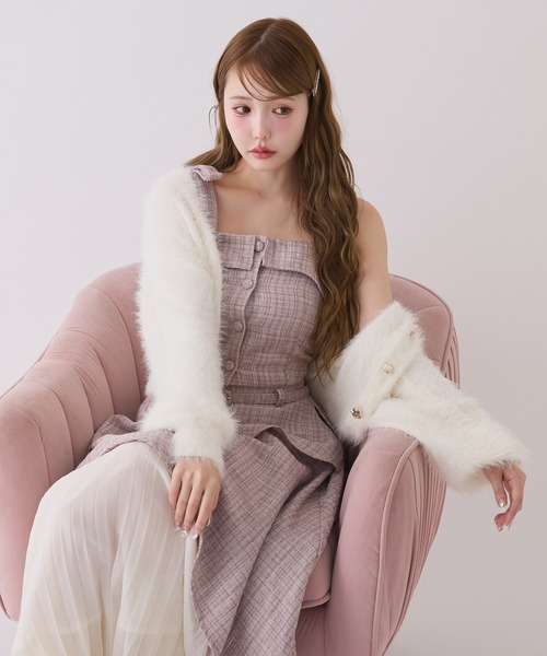one after another NICE CLAUP(ワンアフターアナザーナイスクラップ)の「【LouLoumei】ツイードセットアップ(ワンピース・レディース・ピンク/グレー/アイボリー・FREE)」の11枚目の写真