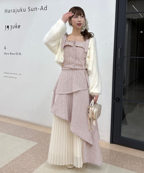one after another NICE CLAUP(ワンアフターアナザーナイスクラップ)の「【LouLoumei】ツイードセットアップ(ワンピース・レディース・ピンク/グレー/アイボリー・FREE)」の12枚目の写真