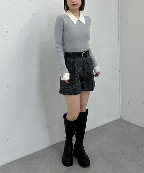 archives（アルシーヴ）の「ベルト付ツイードショートパンツ（その他パンツ・レディース・チャコールグレー/ブラック・MEDIUM）」の9枚目の写真