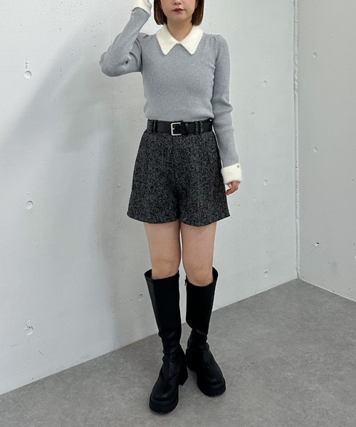 archives（アルシーヴ）の「ベルト付ツイードショートパンツ（その他パンツ・レディース・チャコールグレー/ブラック・MEDIUM）」の10枚目の写真