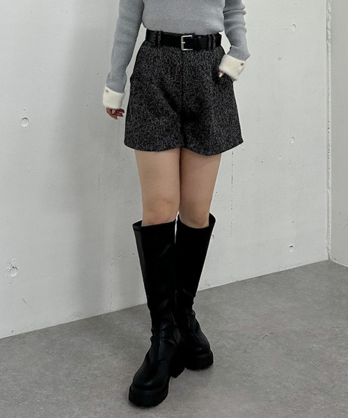 archives（アルシーヴ）の「ベルト付ツイードショートパンツ（その他パンツ・レディース・チャコールグレー/ブラック・MEDIUM）」の6枚目の写真