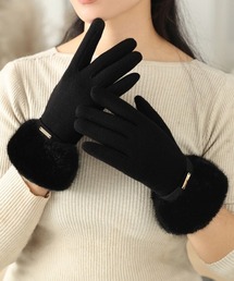 Miniministore(ミニミニストア)の裏起毛ファー手袋冬 防風保温 スマホ対応(手袋)