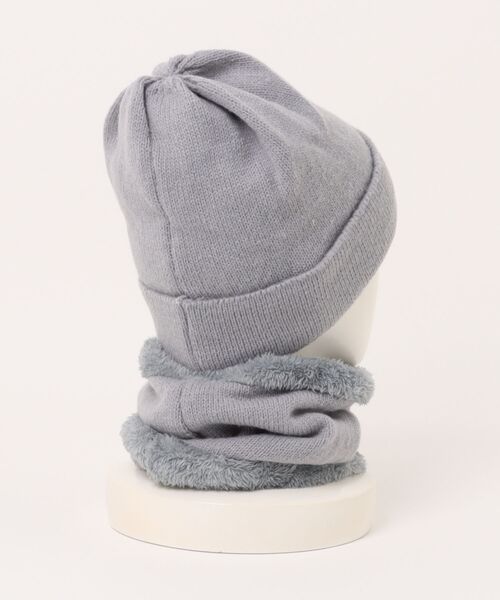 リバーシブルニット帽×ネックウォーマー2点セット（ニットキャップ