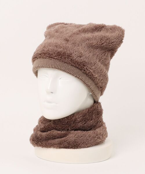 リバーシブルニット帽×ネックウォーマー2点セット（ニットキャップ